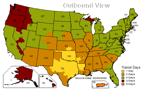 Texas shipping map